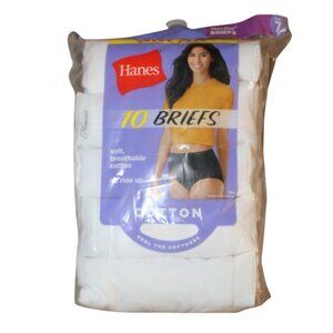 Hanes Womens 10 Pack Cotton Briefs Lady White Briefs Size 7 Large